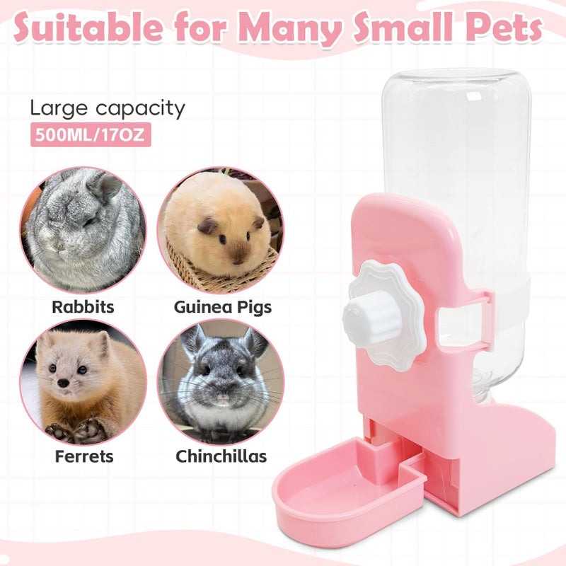 kathson Rabbit Water Bottle, 17oz Hanging Water Fountain Automatic Dispenser No Leak WaterFeeder for Bunny Chinchilla Guinea Pig Hedgehog Ferret - Image 3